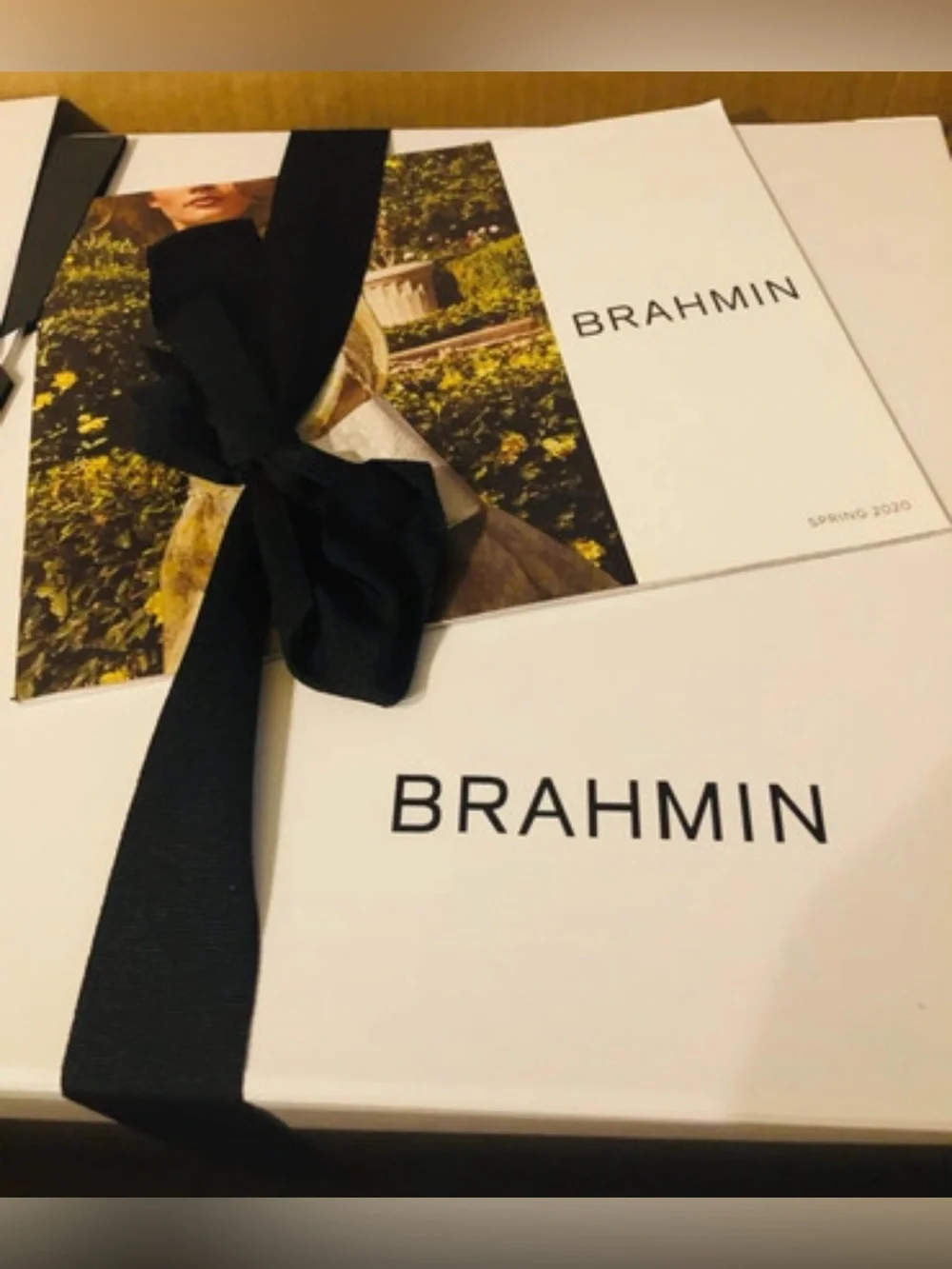 Brahmin Yellow & White Croc Embossed Shoulder Bag